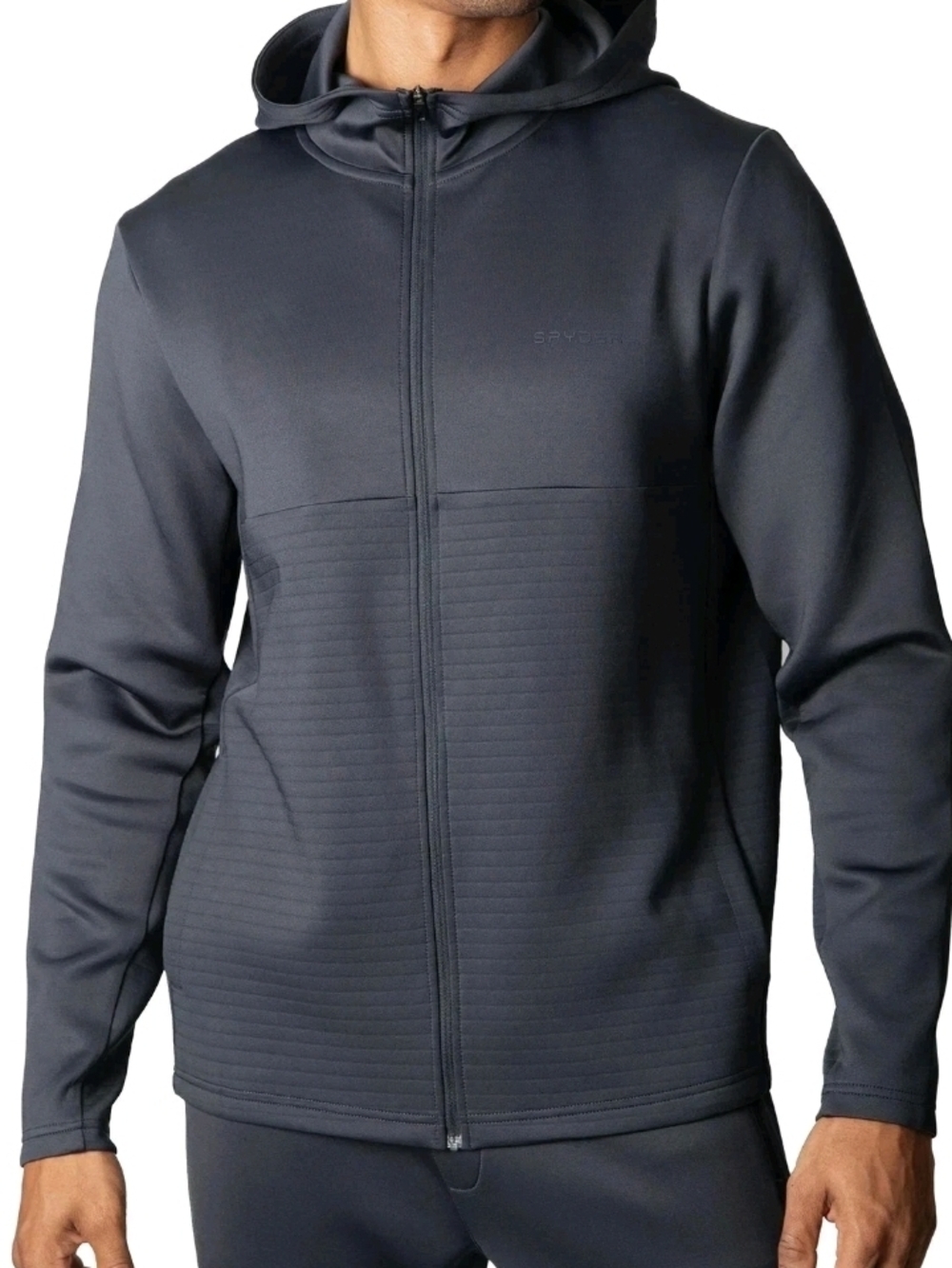 Spyder Men's Dark Charcoal Full-Zip Hooded Performance Jacket